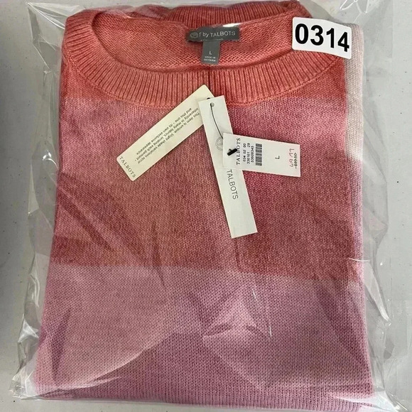 T by Talbots L Womens Sweater Orange Pink Ombre Striped Feminine Costal NWT - Picture 9 of 9